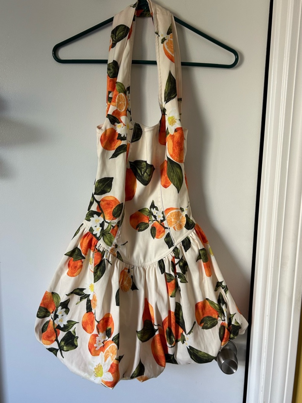 Zara Cream Mini Dress with Orange & Green Fruit Print